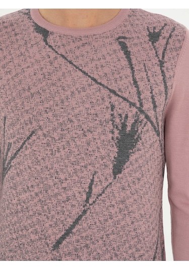 Cacharel Pudra Slim Fit Yün Karışımlı Bisiklet Yaka Triko Kazak Pembe