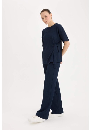 DeFacto Bürümcük Pantolon Wide Leg Geniş Bol Paça Esnek Belli C0200AX25SPNV256