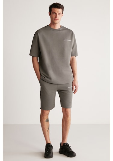 Colombia Erkek 2 Li Set Comfort Fit Polarsız Nakışlı Gri Eşofman Takımı