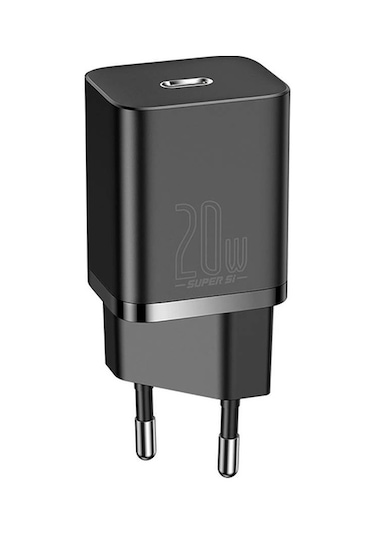 Baseus Super Si 20 W PD Type-C Hızlı Şarj Adaptörü Siyah