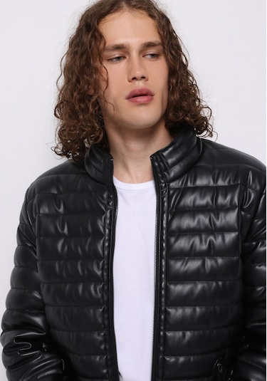 Colins Slim Fit Erkek Siyah Mont Pu Cl1076211 Q1.v1 Blk Siyah