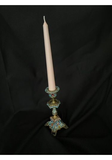 Çift Renkli Alevli Şamdan Mumu 20 Cm Pembe