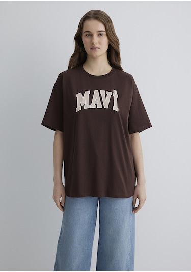 Mavi - Mavi Logo Baskılı Kahverengi Tişört 1600843-88062 Kahverengi