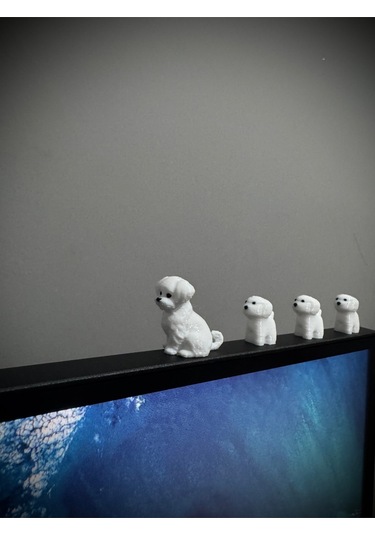 4 Parça Sevimli Köpek Ailesi Dikiz Aynası Süsü - Dekoratif Obje Torpido Süsü Oto Aksesuar