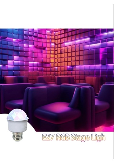 Rgb Işıklı Desenli Disko Parti Eğlence Ampülü E27 Duyulu 3w