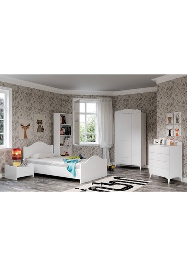 Baby Darling Zebra Karyola 90x200cm Tek Kişilik Beyaz %100 Mdf 4 Bölge Destekli