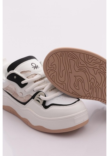 Benetton Bni-12157 Kadın Sneaker Ayakkabı Beyaz-siyah Benetton Bni-12157 Kadın Sneaker Ayakkabı Beyaz-siyah
