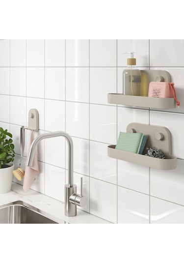 Ikea Öbonäs Vantuzlu Duvar Rafı, Gri-bej, 28 Cm Bej