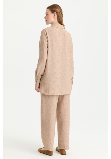 Esswaap Çift Cep Detaylı Pantolonlu Takım Camel Camel