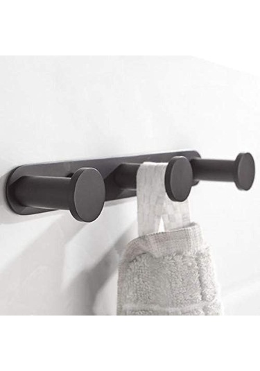 Duvara Monte Havlu Askısı, Kancalı Vestiyer Askısı, Banyo Ve Mutfak Kapıları İçin Paslanmaz Çelik 304 Duvara Monte Havlu Askısı 3 Kanca, Siyah Çok Renkli