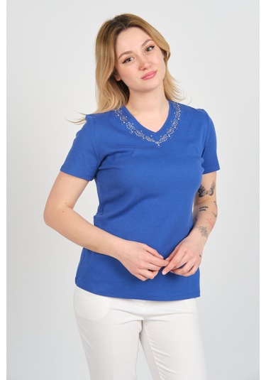 Ella Camelia Kadın Yakası Taş Ve Süs İşlemeli Kısa Kollu Pamuklu Bluz 24e002 Gece Mavisi Gece Mavisi Ella Camelia Kadın Yakası Taş Ve Süs İşlemeli Kısa Kollu Pamuklu Bluz 24e002 Gece Mavisi Gece Mavisi