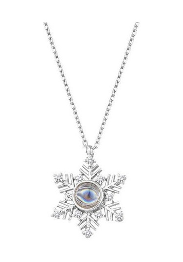 100 Dilde Seni Seviyorum Kar Tanesi Gümüş Kolye Wsn230K