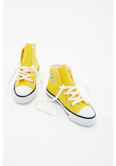 Rahat Kalıp Bağcıklı Uzun Çocuk Unisex Sarı Spor Ayakkabı Tbh1426 Sarı
