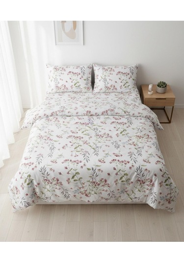 Floral Breeze %100 Pamuk Çift Kişilik Nevresim Takımı 200x220 Cm Beyaz