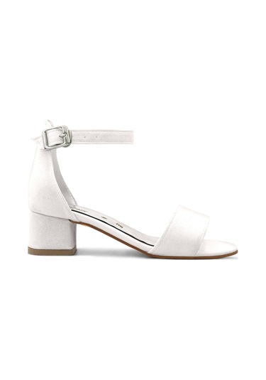 Lilo Simli Beyaz Tek Bantlı Kız Çocuk Topuklu Abiye Ayakkabı Beyaz