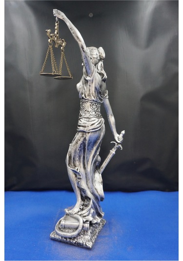 Themis Adalet Tanrıçası Heykeli 44 Cm Dekoratif Biblo, Ev & Ofis Aksesuarı Gümüş