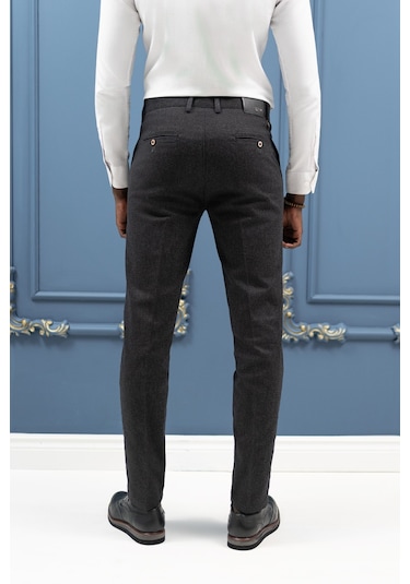 Notra Regular Fit Pamuklu Dokulu Kışlık Gabardin Pantolon Antrasit
