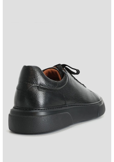 Lufian Tommy Siyah Erkek Deri Sneaker Ayakkabı Siyah