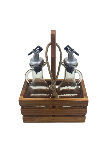 Ahşap Doğal 2li Tombul Set Yağdanlık Ve Sosluk Takımı Set Kiraz 1 Set Ahşap