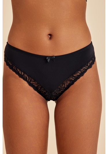 Luna Siyah Dantelli Slip Külot Siyah