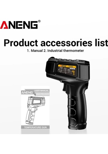 Honeybeeshop Aneng Th202 Siyah Temassız Termometre Higrometre -50-600 C Lcd Ekran Sıcaklık Tabancası Pirometre Pilsiz