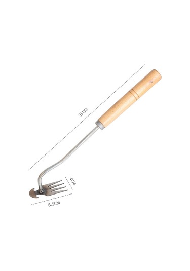 Sones Dört Dişli Çift Amaçlı Ot Temizleme Aleti Bahçe Ot Tırmığı Kökten Ayıklama Ot Temizleme Aleti, Uzunluk: 35 Cm Galvanizli Ahşap Saplı