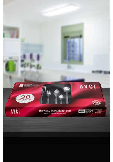 Avcı Ay Işığı 30 Parça Çatal Kaşık Takımı Gümüş