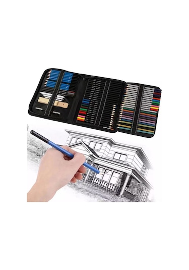 72 Parça Profesyonel Çizim Kalemleri Ve Eskiz Seti, Renkli Kalem, Eskiz Kömür Kalemi, Pastel Kalem, Kalemtraş, Silgi, Depolama Çantası, Sanat Malzemeleri, Çocuklar, Yetişkinler, Sanatçılar İçin Diğer