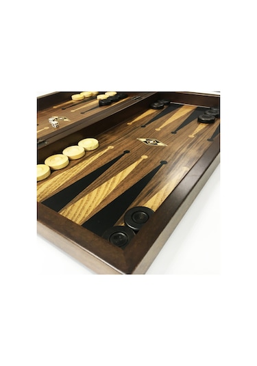 Helena Wood Art Eko El Yapımı Ahşap Tavla Ceviz Damasız