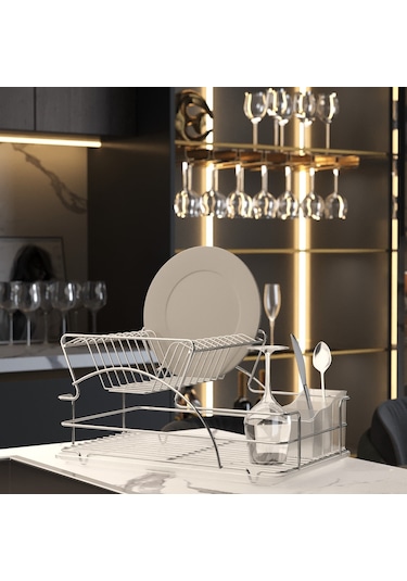 Teknotel İki Katlı Tabaklık Bulaşıklık Krom Kb009