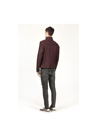 Dericlub E1203 Gummy Gerçek Deri Erkek Mont Bordo Bordo