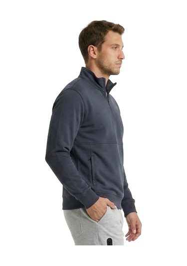 Sportive Nolan Zip Neck Erkek Antrasit Günlük Stil Sweatshirt 26ye0004-kgrı Gri