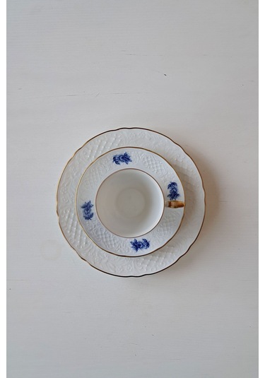 3 Parça Çay Fincanı Kobalt Mavi Kobalt