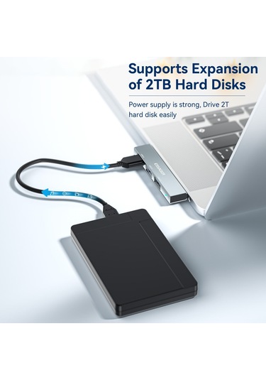 Cbtx Essager 3'ü 1 Arada Usb Hub Ayırıcı 1 Usb3.0 + 2 Usb2.0 Bağlantı Noktası Tip-c Tablet Dizüstü Bilgisayar İçin Alüminyum Alaşımlı Adaptör - Gri