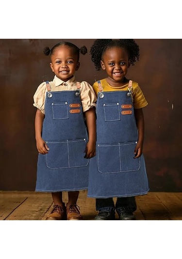 6-12 Yaş Arası Kız Ve Erkek Çocuklar İçin Ayarlanabilir Alet Su Geçirmez Yemek Pişirme Boyama Bahçe İşleri İçin Kanvas Önlük Diğer