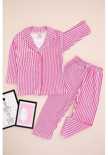 Lemoon Çizgili Düğmeli Çocuk Pijama Takımı C83294 001