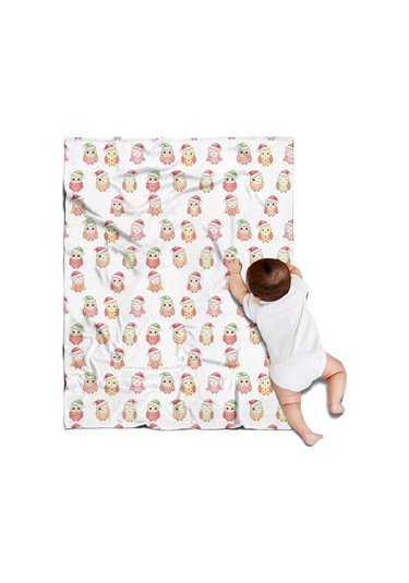 Noel Desenli 30x40 İnç Polar Battaniye, Yumuşak, Hafif Ve Kalın, Erkek, Kadın Ve Çocuk İçin Noel Baykuş Baba Noel