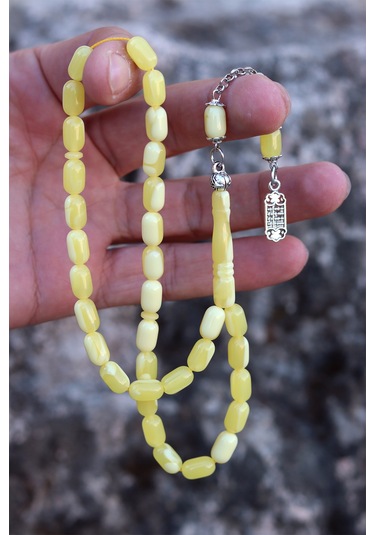 Sarı Renk Kapsül Kesim Damla Benzetmesi Beyrut Toz Kehribar Tesbih 10x6 Mm