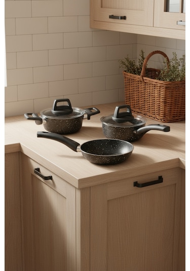 Bernardo Sakura 5 Parça Tencere Seti Gri Açık Gri