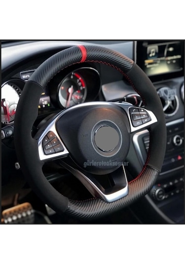 Renault Fluence Alkantra Karbon Yüzüklü Direksiyon Kılıfı
