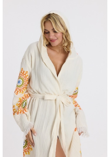 Mulberry Muslin Peştemal Bornoz Banyo Ve Plaj Elbisesi Sarı