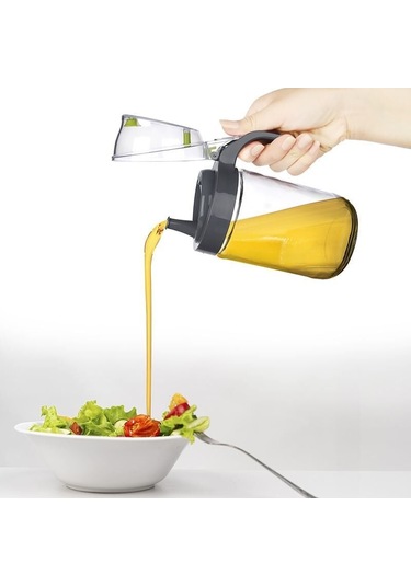 Cam Yağdanlık - Kulplu Sirkelik Sosluk 660ml Çok Renkli