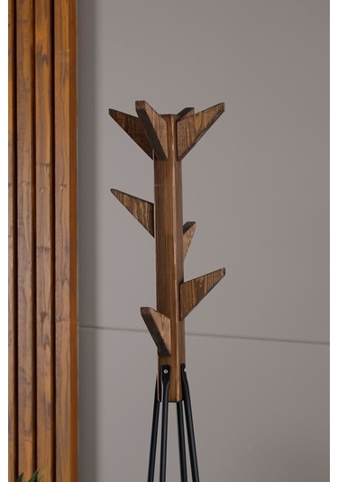 Ayaklı Elbise Askısı Portmanto Askılık Ceviz Rengi Diğer