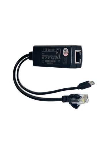 Gigabit Poe Splitter 48v-5v 12v Mikro Usb/typ-c/dc 10/100/1000mbps Ethernet Üzerinden Güç Boyut: 5.5x2.1mm 12v 2a, Renk: 1000mbps