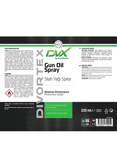 Dvx Silah Yağı Spreyi 220 ML