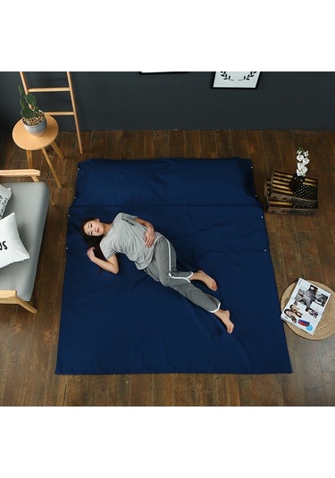 Açık Hava Kamp Otel Seyahati İçin Hafif Uyku Tulumu Astarı Sac Çuval - Koyu Mavi/l