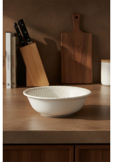 6'lı Valencia Salata Kasesi 22cm Dijital Punto Rinart Krem