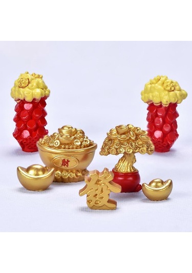 Mini Reçine Servet Ağacı Çin Altın Külçe Ev Ofis Masası Manzara Süsü Qinhai2