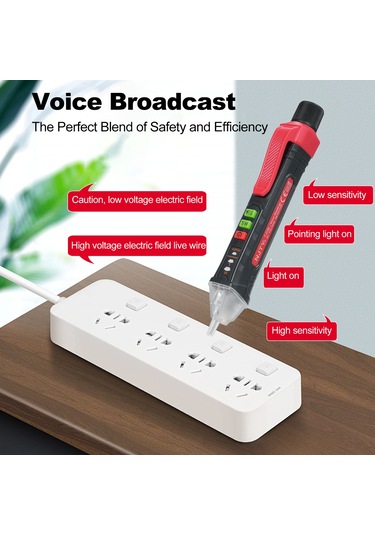 Springsun Njty Sesli Bildirimli Temasız Voltaj Dedektörü 12v-1000v/48v-1000v Çift Aralıklı Kablo Test Cihazı