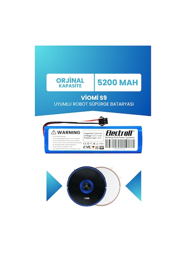 Viomi S9 Robot Süpürge Batarya 14.4V 5200 Mah Li-İon Pil Batarya